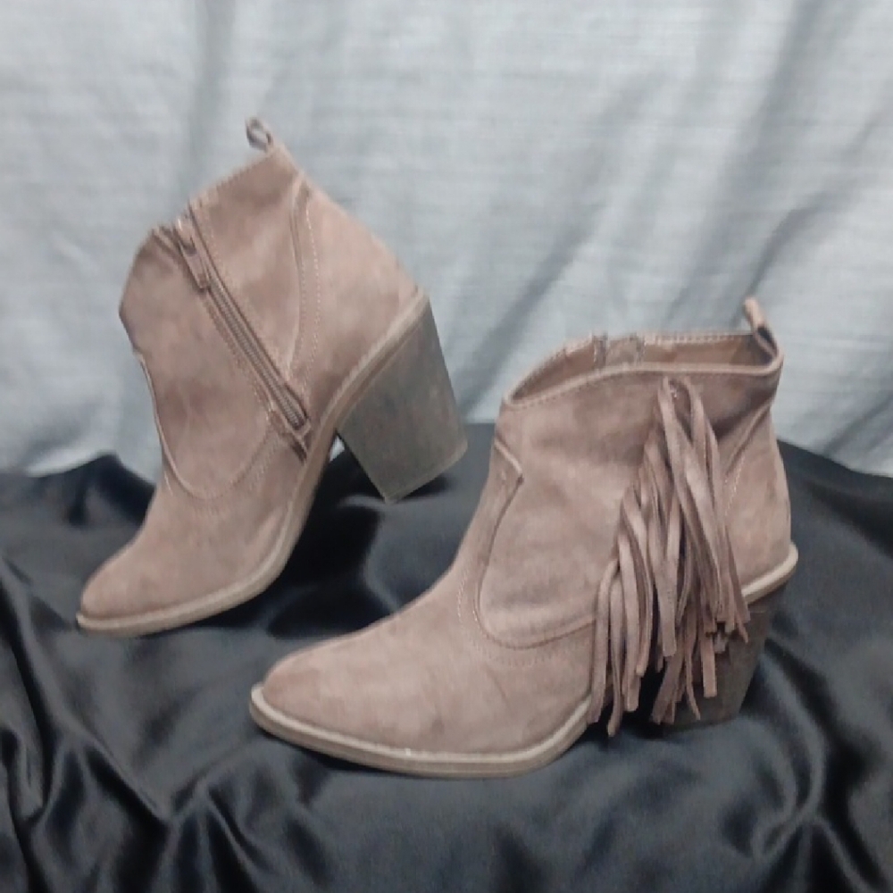 Sold.  Faded Glory Tan Fringe Ankle Boots